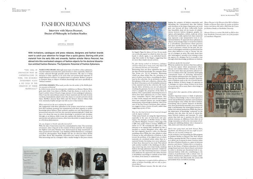 Fashion Remains. Interview with Fashion Scholar Marco Pecorari