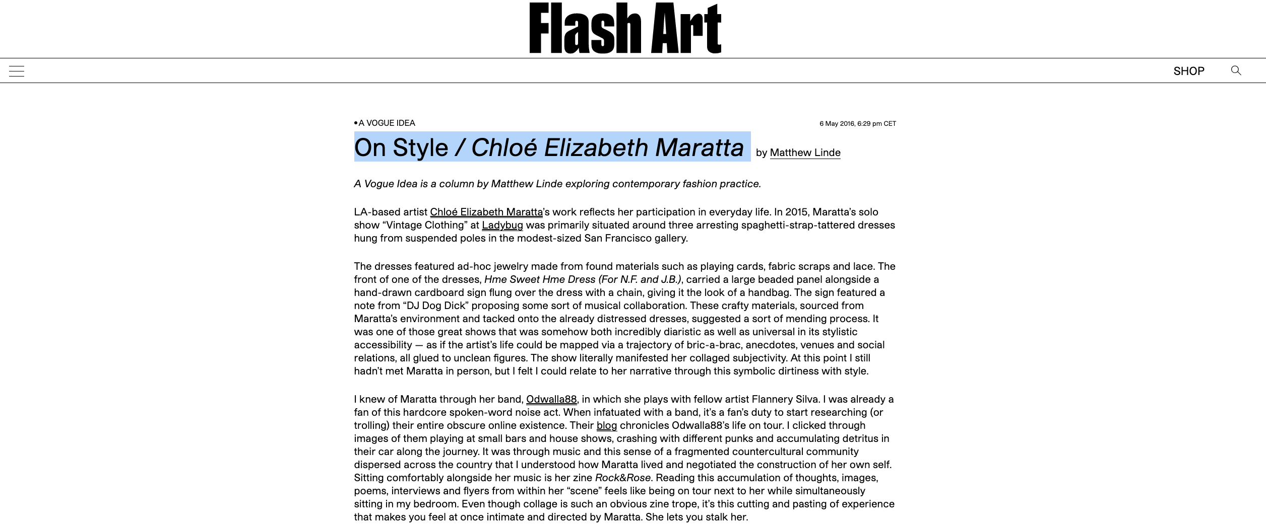 On Style / Chloé Elizabeth Maratta