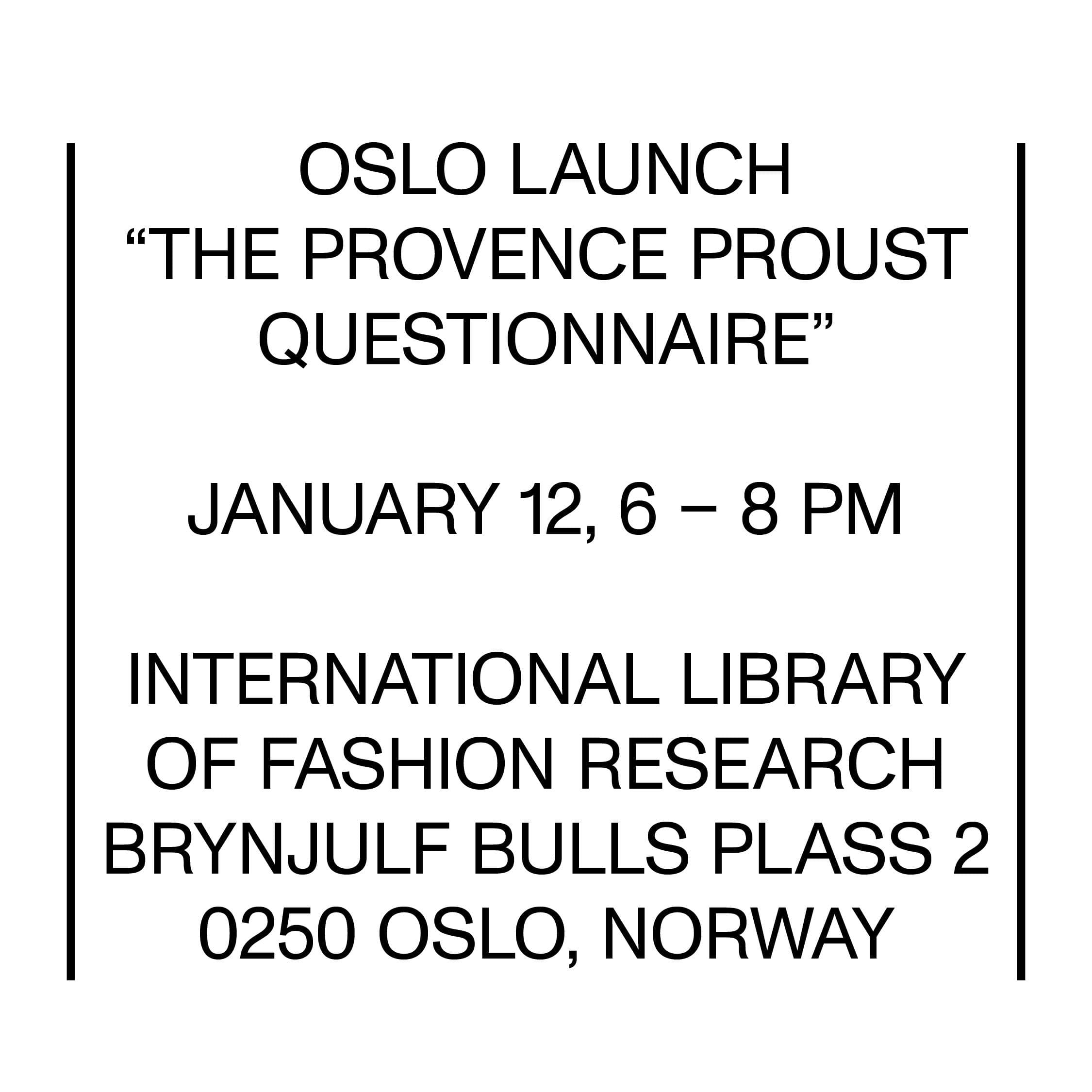 Oslo Launch "The Provence Proust Questionnaire"